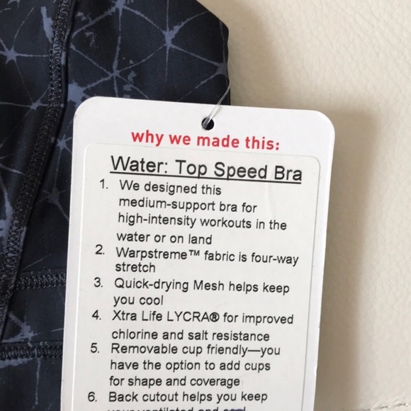 NWT LULULEMON WATER TOP SPEED BRA - - Size 4 - Picture 4 of 8